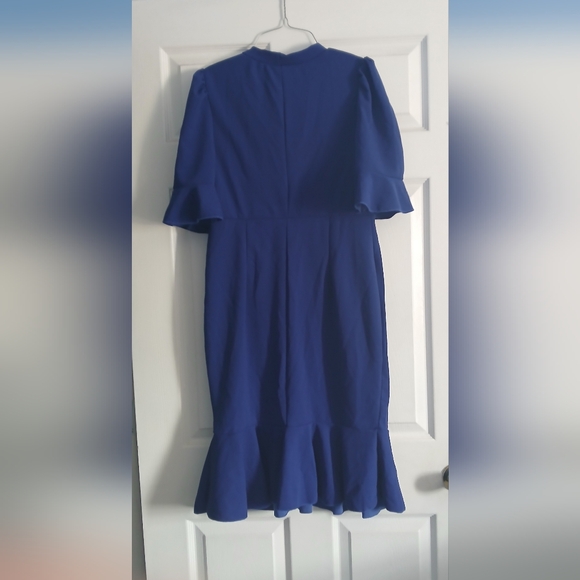 Elegant Blue Ruffle Sleeve Dress - Picture 5 of 6